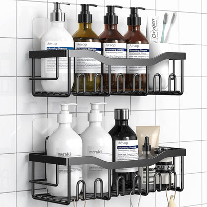 Skiennix Shower Caddy - Adhesive Bathroom Organizer with Large Capacity | Rustproof Stainless Steel, 2 Pack