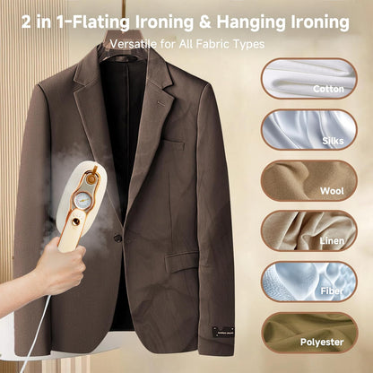 Skiennix Portable Handheld Clothes Steamer - 1200W Quick Heat-Up, 200ml Tank, 3 Modes, Beige