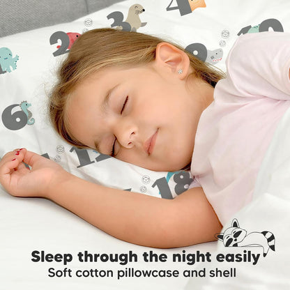 My Little Dreamy Toddler Pillow - Organic Cotton Travel Bed Pillow with Soft Pillowcase | 13x18 Inches, Machine Washable for Ages 2-5