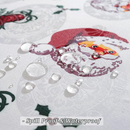 White Christmas Tablecloth 60 x 102 Inch Waterproof Damask Jacquard Rectangular