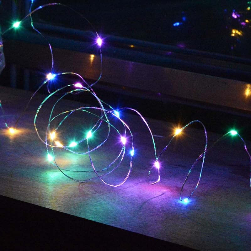 Multicolor 4-Pack LED String Lights Battery Operated 50 LEDs – 16.4ft Copper Wire Set