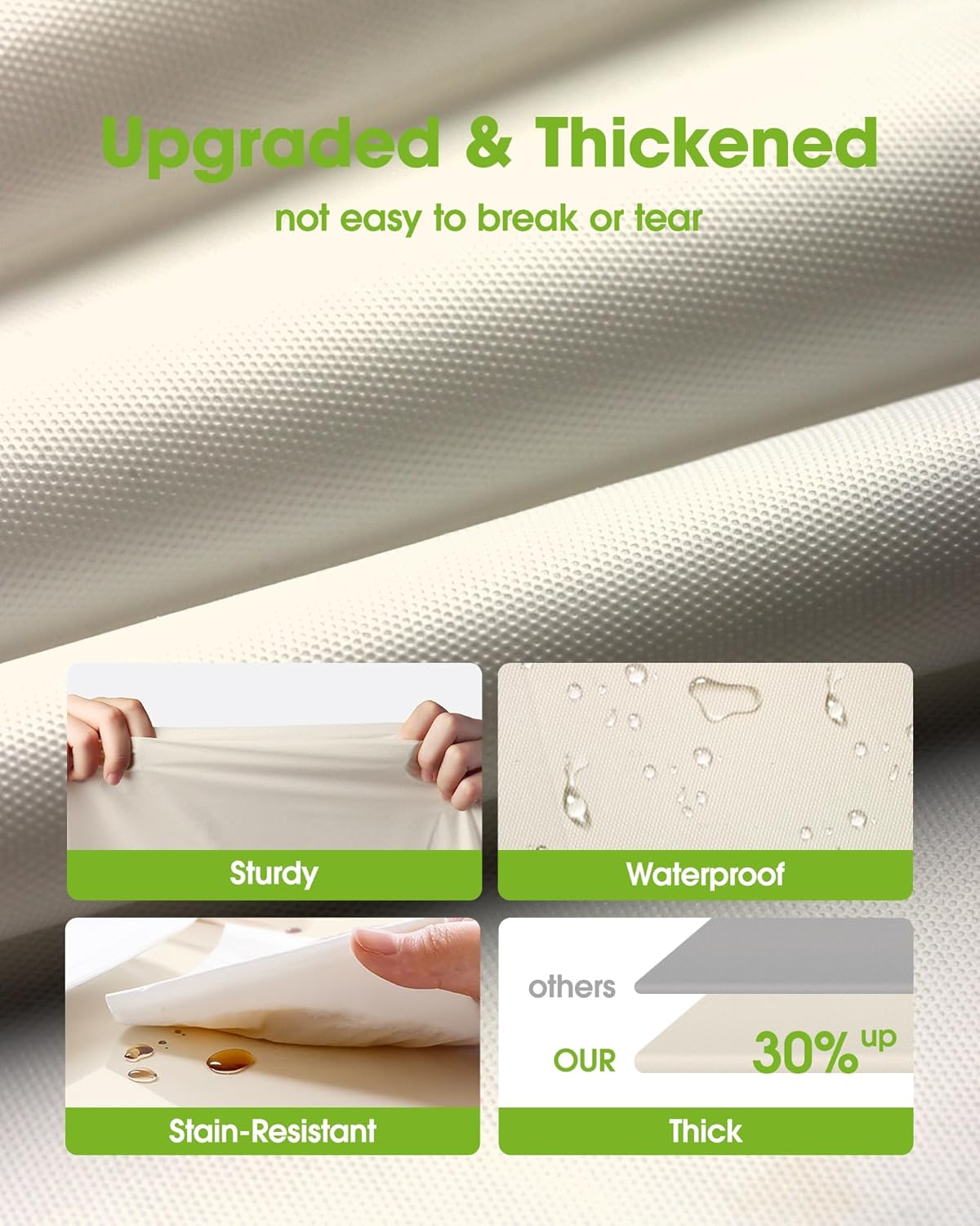 Pureegg Disposable Plastic Tablecloths - 84'' Round, Leakproof & Sturdy for Parties, Weddings, Thanksgiving | Beige & Cream