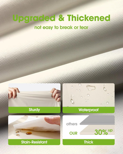Pureegg Disposable Plastic Tablecloths - 84'' Round, Leakproof & Sturdy for Parties, Weddings, Thanksgiving | Beige & Cream