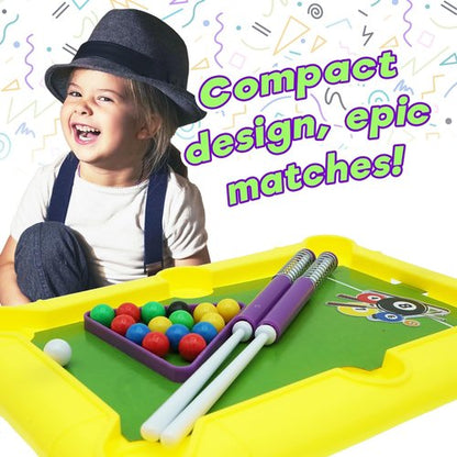JA-RU Mini Pool Table Set - 12 Inch Portable Billiards Game with 2 Cue Sticks & Balls | Perfect for Office & Parties