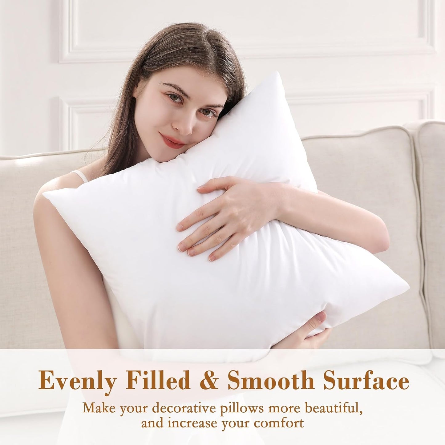 Puredown® Pillow Inserts - Fluffy Plush Down Alternative Square Sham Stuffers | Set of 2, 18x18 Inches