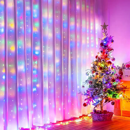 Minetom 300 LED Curtain Lights - Dimmable Fairy Lights with Remote & Timer | USB Powered Multicolor Decor