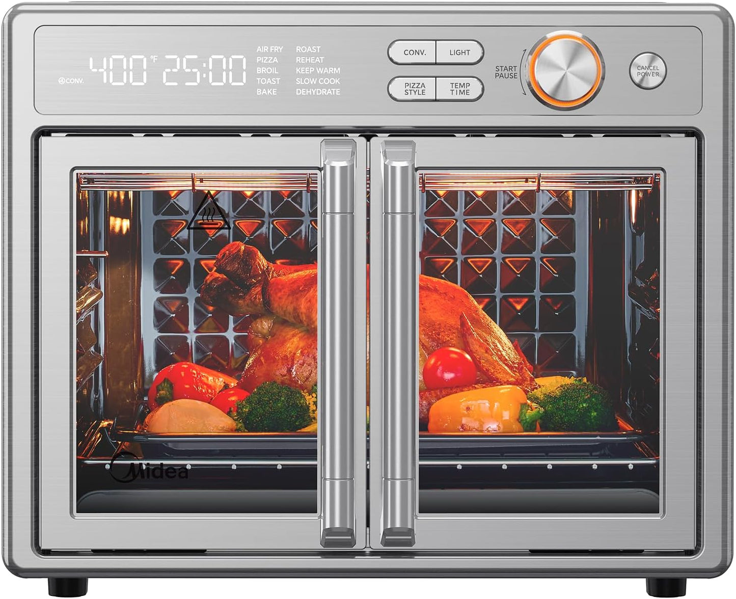 Midea Flexify Pro Toaster Oven Air Fryer Combo - 26.4 QT French Door Design | Graphene Juicy-Lock Cooking, 450°F