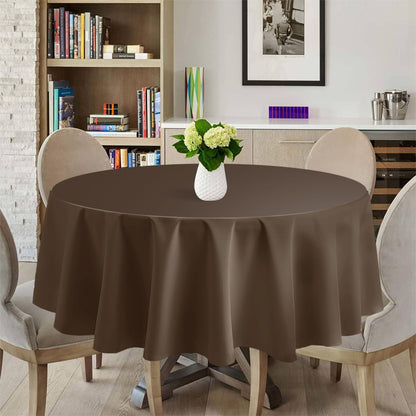 Skiennix Disposable Round Tablecloths - 12 Pack Brown Plastic Covers for Parties | 84" Size
