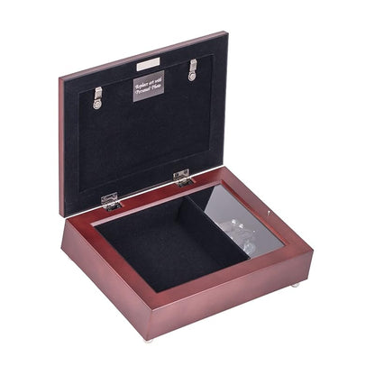 Rosewood Jewelry Music Box - Plays Wonderful World with Photo Frame 8x6x2.5 in