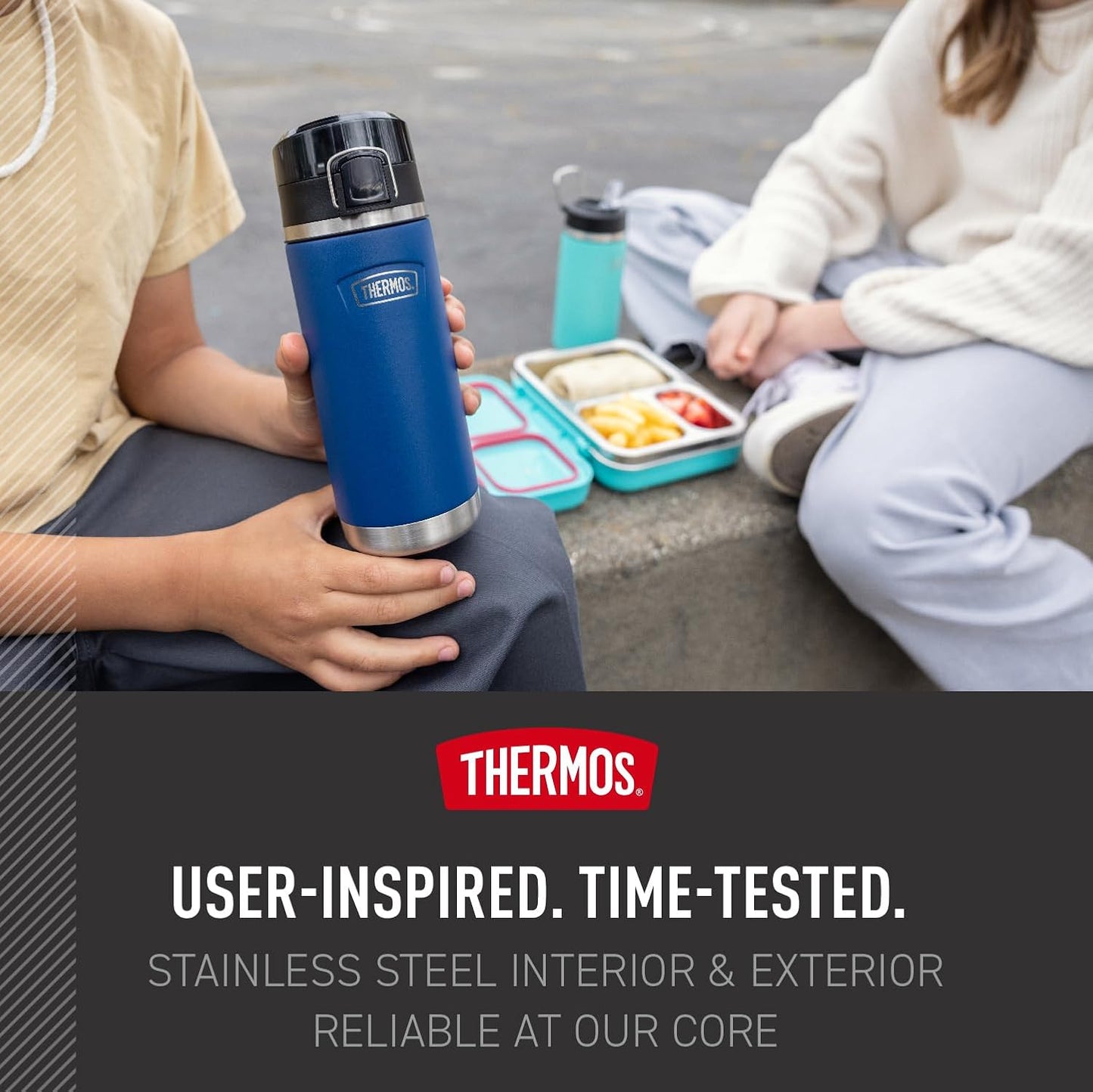 THERMOS Icon Series Water Bottle - 18 Ounce Stainless Steel, Vacuum Insulated with Spout - Lime Color