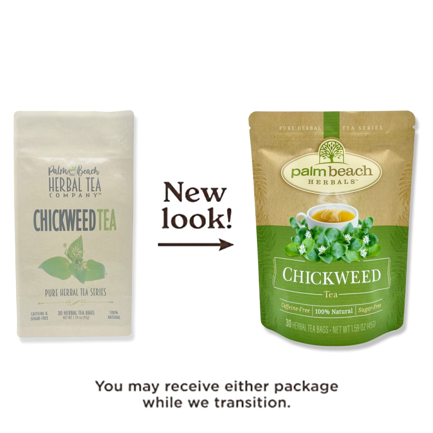 Chickweed Tea - Pure Herbal Tea Series by Palm Beach Herbals (30ct) [Packaging May Vary]