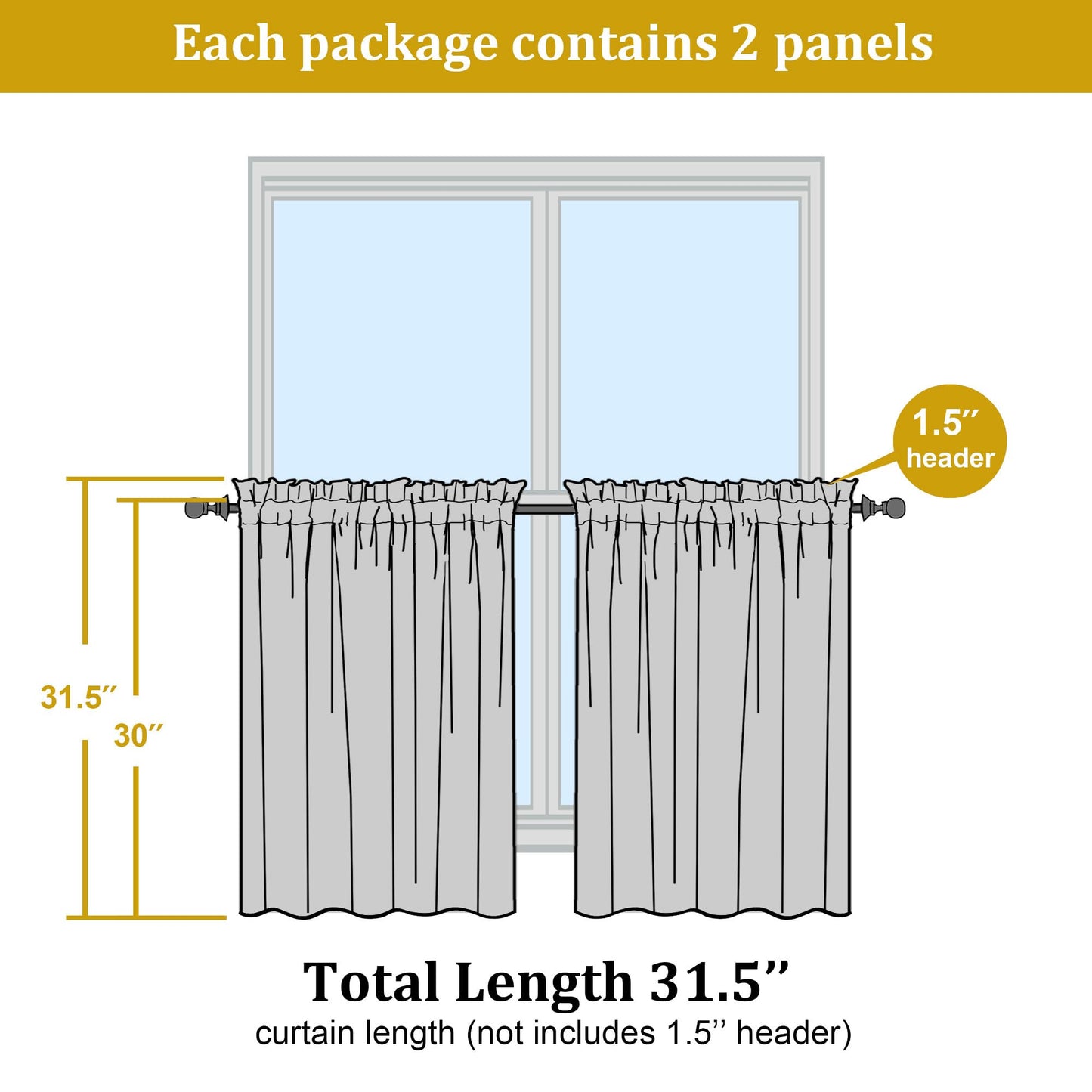 OWENIE Short Lime Sheer Curtains 30 Inch Length 2 Panels Set, Kitchen Curtains Tiers Light Filtering Rod Pocket Cafe Curtain for Basement Bathroom Small Half Window, 42" W x 30" L, Lime