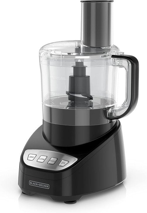 BLACK+DECKER 8-Cup Food Processor - Easy Assembly, Stainless Steel S-Blade, 450W Power