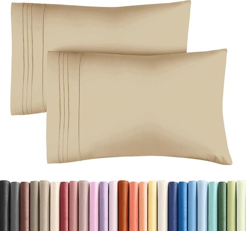 King Pillow Cases by [Brand Name] - Ultra Soft Hotel Quality Covers | Cozy, Wrinkle-Free & Fade Resistant - 2 Piece Set in Beige