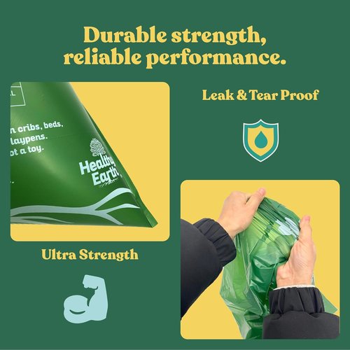 Healthy Earth 13 Gallon Compostable Trash Bags - Heavy Duty Leak-Proof Kitchen Liners | 30 Count