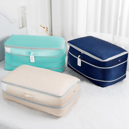 Comforter Storage Bag - Large Capacity Washable Compression Organizer for Bedding | 2-Pack Beige