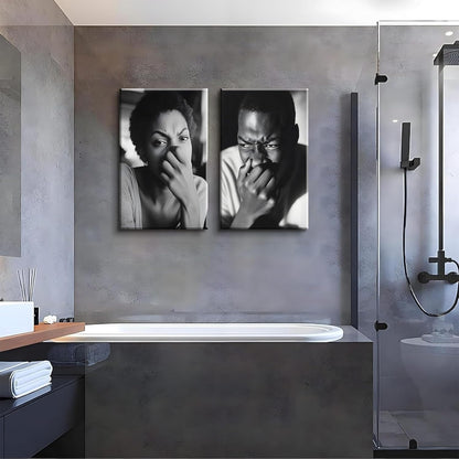 Skiennix Funny Bathroom Canvas Wall Art - Black & White Comedy Movie Posters | Ready to Hang (8x10in)