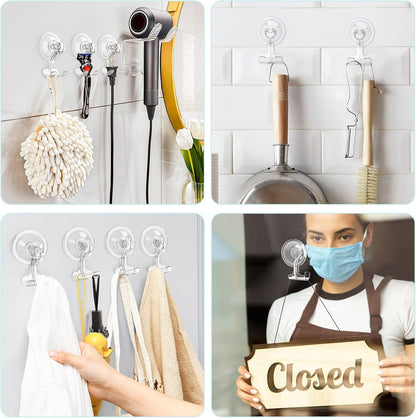 VIS'V Large Suction Cup Hooks - 2 Pcs Set with Razor Hooks for Strong Grip | Ideal for Bathroom Use