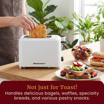 Elite Gourmet Cool Touch Toaster - 7 Toast Settings, Extra Wide 1.5" Slots, Slide-Out Crumb Tray | White