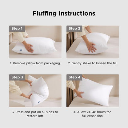 Bedsure Pillows Queen Size Set of 2 - Hotel Collection Bed Pillows for Sleeping, with Down Alternative Filling, Soft Support for Back, Stomach or Side Sleepers, Queen/Full, 28"x19", White, 2 Pack