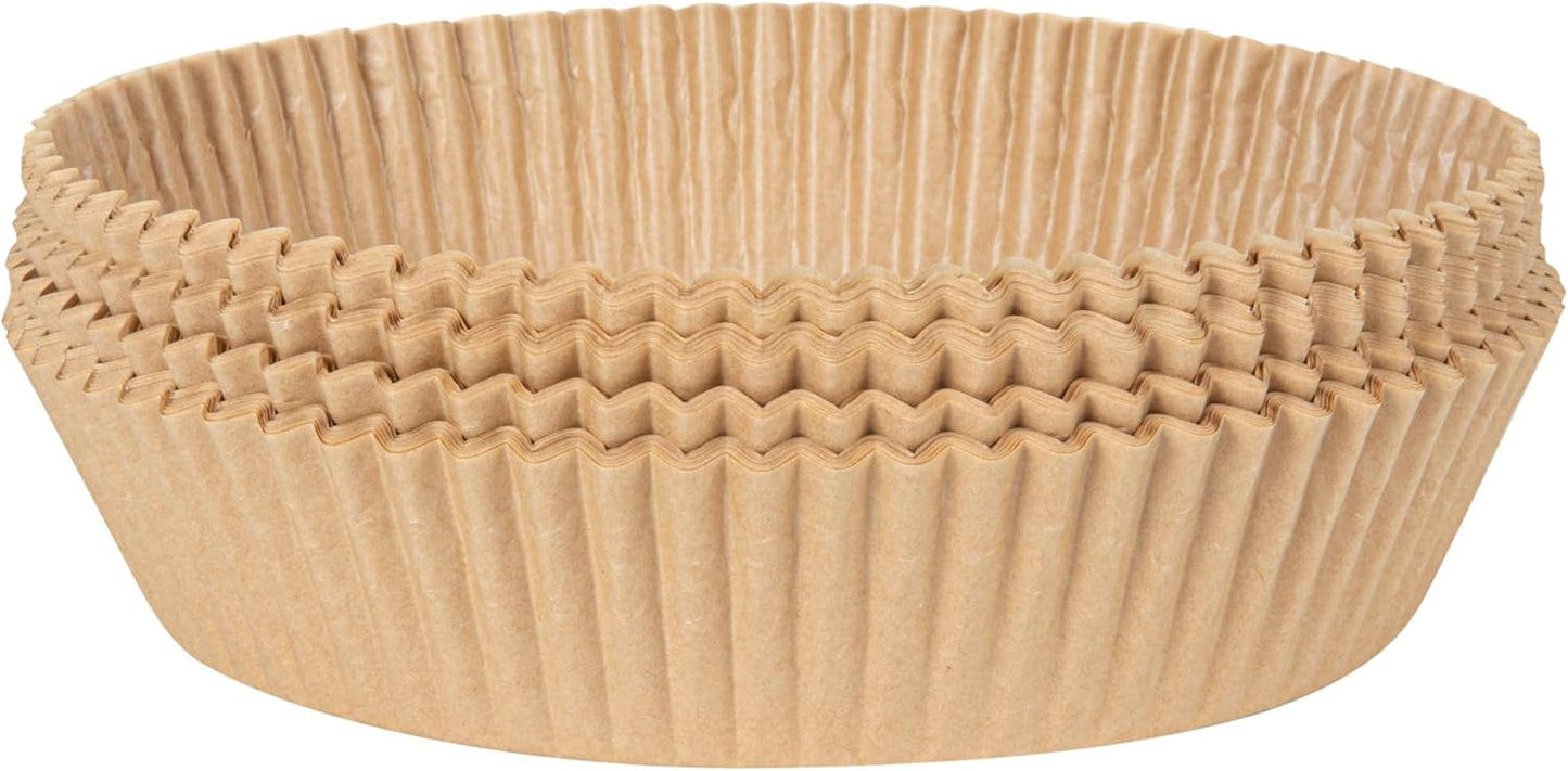 Restaurantware Air Fryer Liners - No-Stick Silicone Coating, 100 Round, 6.3 x 6.3 Inch, Food-Grade Paper