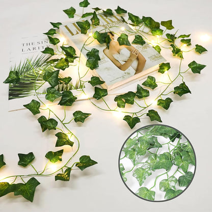 Skiennix Fairy Lights Vine - 40 LEDs Green Ivy String Lights | Battery Operated Decorative Garland for Bedroom & Dorm Decor