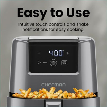 CHEFMAN 2 Qt Mini Air Fryer - Digital Compact Design with Nonstick Basket & Timer | Quick Meals in Grey