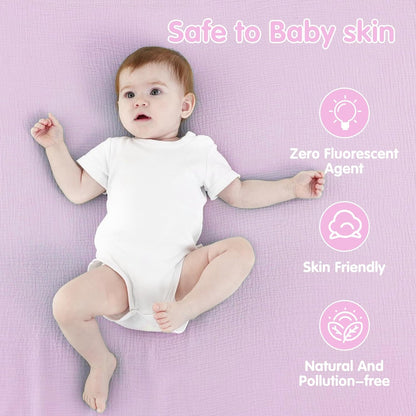 Skiennix Muslin Swaddle Blankets - Soft & Breathable 100% Cotton, 2 Pack, 40 x 40 Inches | Pink & Purple Baby Essentials