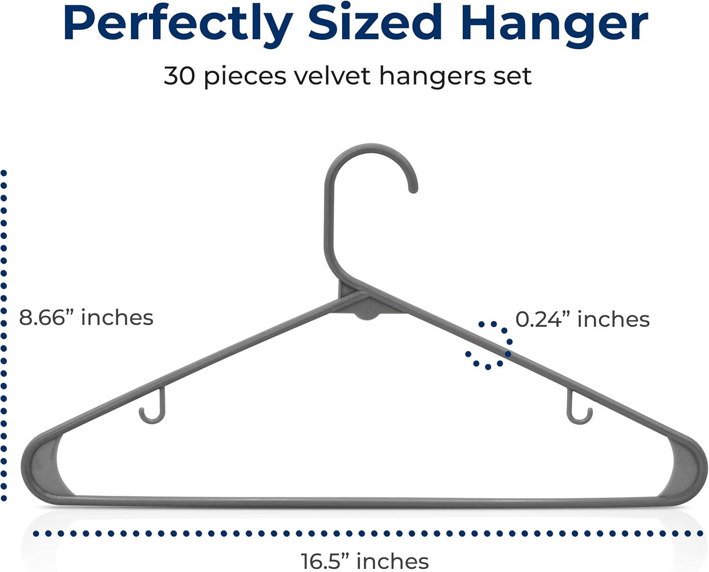 SereneLife Non-Slip Plastic Hangers - 30 Pack Space-Saving Closet Organizers for Shirts & Dresses