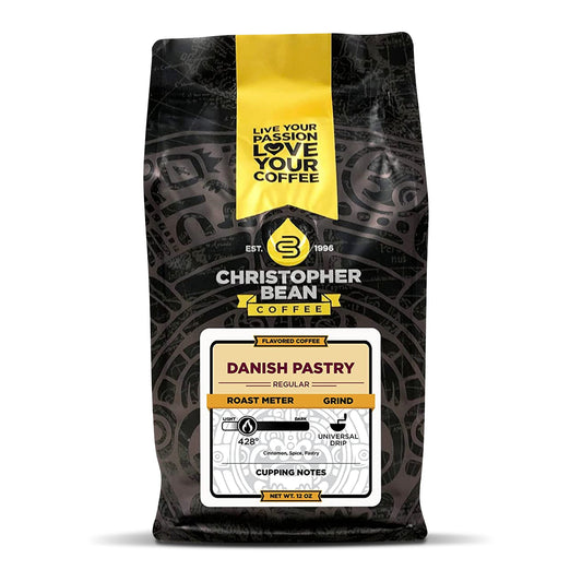 Christopher Bean Coffee - Danish Pastry Flavored Coffee, (Regular Ground) 100% Arabica, No Sugar, No Fats, Made with Non-GMO Flavorings, 12-Ounce Bag of Regular Ground coffee