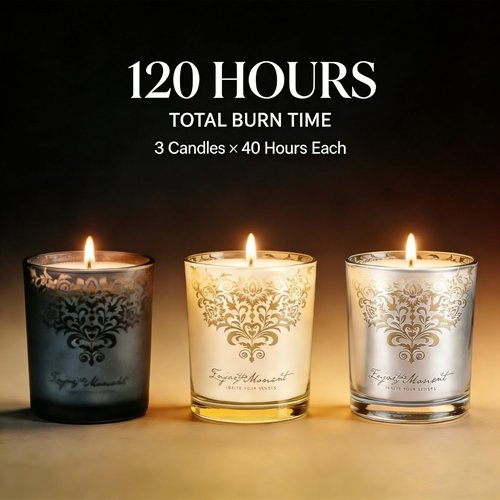 Luxury Soy Candle Gift Set - 3 Pack 7oz Aromatherapy Candles with Wick Trimmer & Snuffer | 120H Burn Time