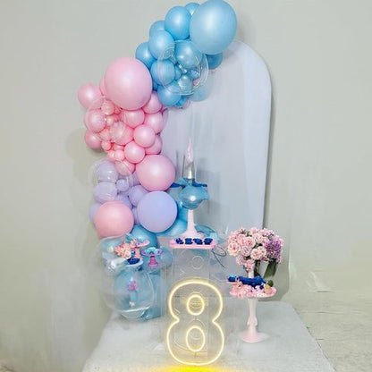 HILAVO 60Pcs 12-Inch Metallic Pastel Balloons - Iridescent Pink, Blue & Purple for Girls' Birthday Parties