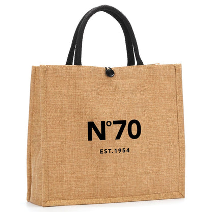 NGLIV 70th Birthday Gifts for Women - 70th Birthday Decorations for Her - 70 Year Old Birthday Gifts for Female Mom Wife Friend Sister Aunt - Beach Bag Reusable Shopping Bags Cute Jute Straw ToteBag