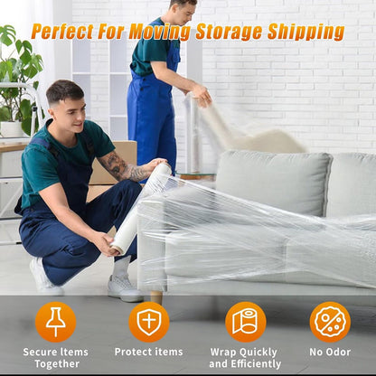 Stretch Film Shrink Wrap - Industrial Strength Plastic Wrap for Moving Supplies | 15 Inch, 1000ft, 2 Pack