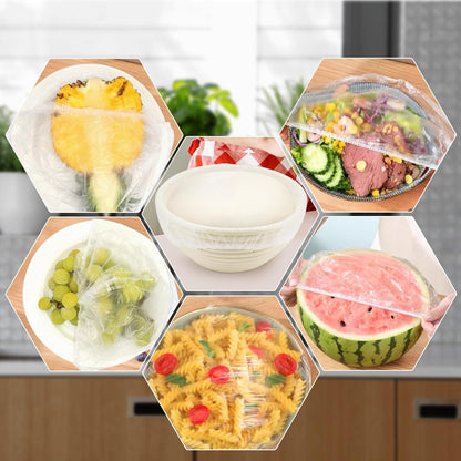 Skiennix 120pcs Shower Caps - Reusable Bowl Covers for Sourdough Bread Proofing | Elastic Plastic Design