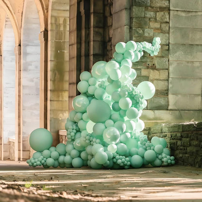 Skiennix Mint Green Balloon Set - 120 Latex Balloons in 5 Sizes for Birthday & Wedding Decor