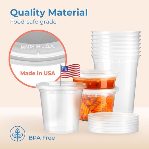 Fit Meal Prep 36-Pack Deli Containers - Leakproof Clear Plastic Food Storage | Microwave & Freezer Safe