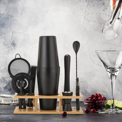 JNWINOG 11Pcs-Cocktail Shaker Set Stainless Steel Bartending Kit 25oz Boston Shaker Bar Set Cocktail Mix Drink Making Kit Professional Bar and Home Drink Bar Tools for Bartender(Matte Black)