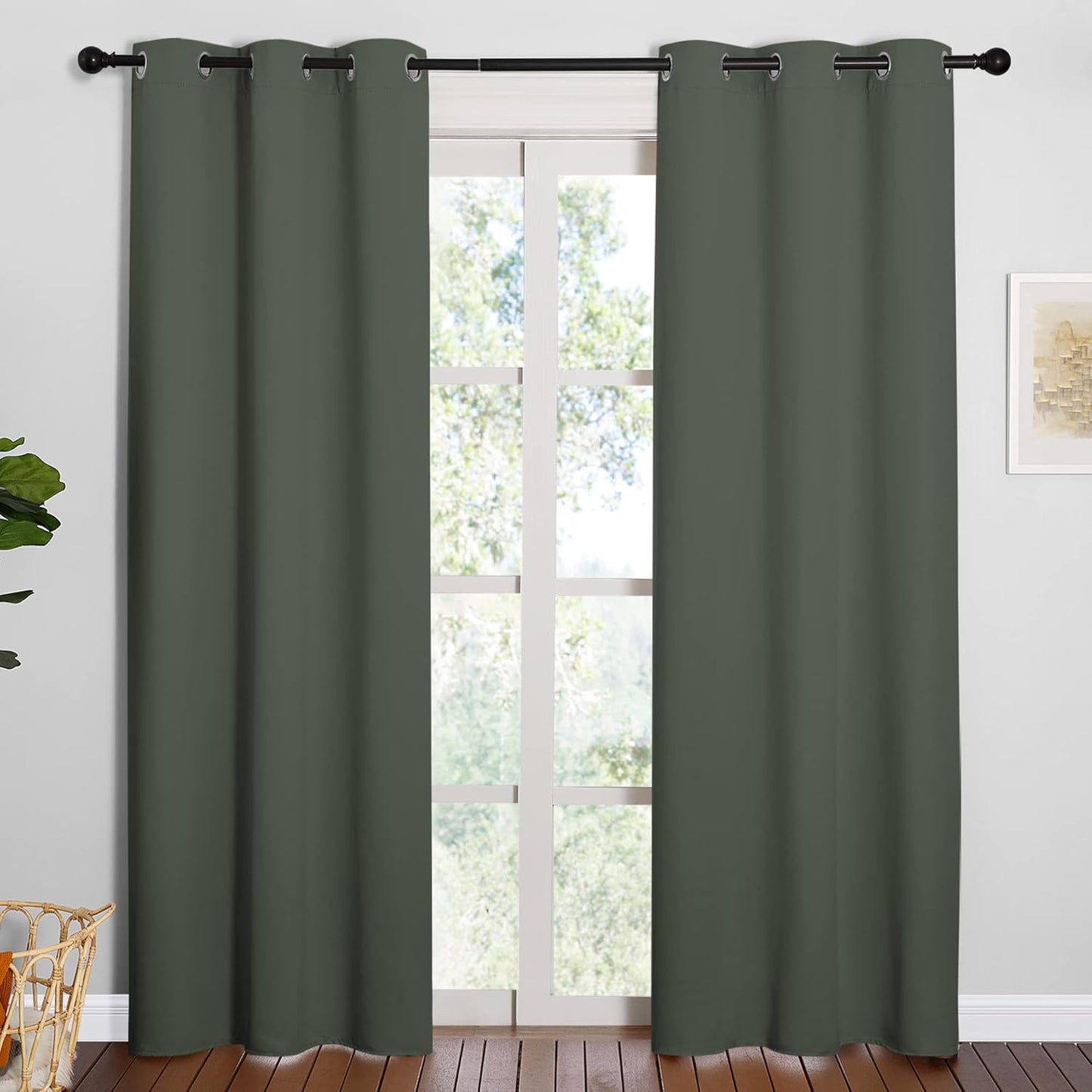 NICETOWN Blackout Curtains - Thermal Insulated Grommet Drapes for Bedroom | Dark Mallard, Set of 2 Panels, 42x84 Inch