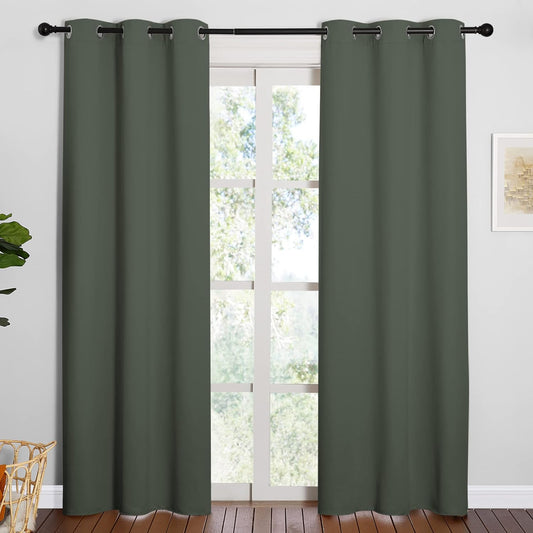 NICETOWN Blackout Curtains - Thermal Insulated Grommet Drapes for Bedroom | Dark Mallard, Set of 2 Panels, 42x84 Inch