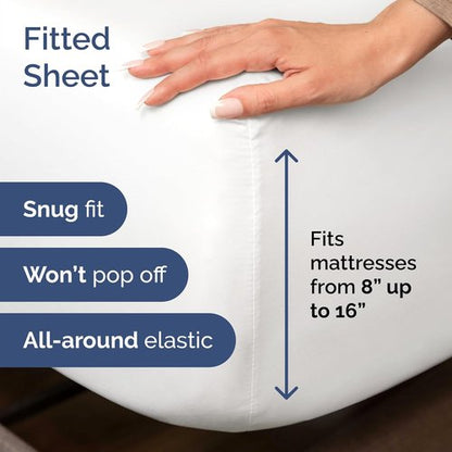 CGK Unlimited Queen Size 4-Piece Sheet Set - Soft Cotton Bed Pillows Included | Comfortable Bedding