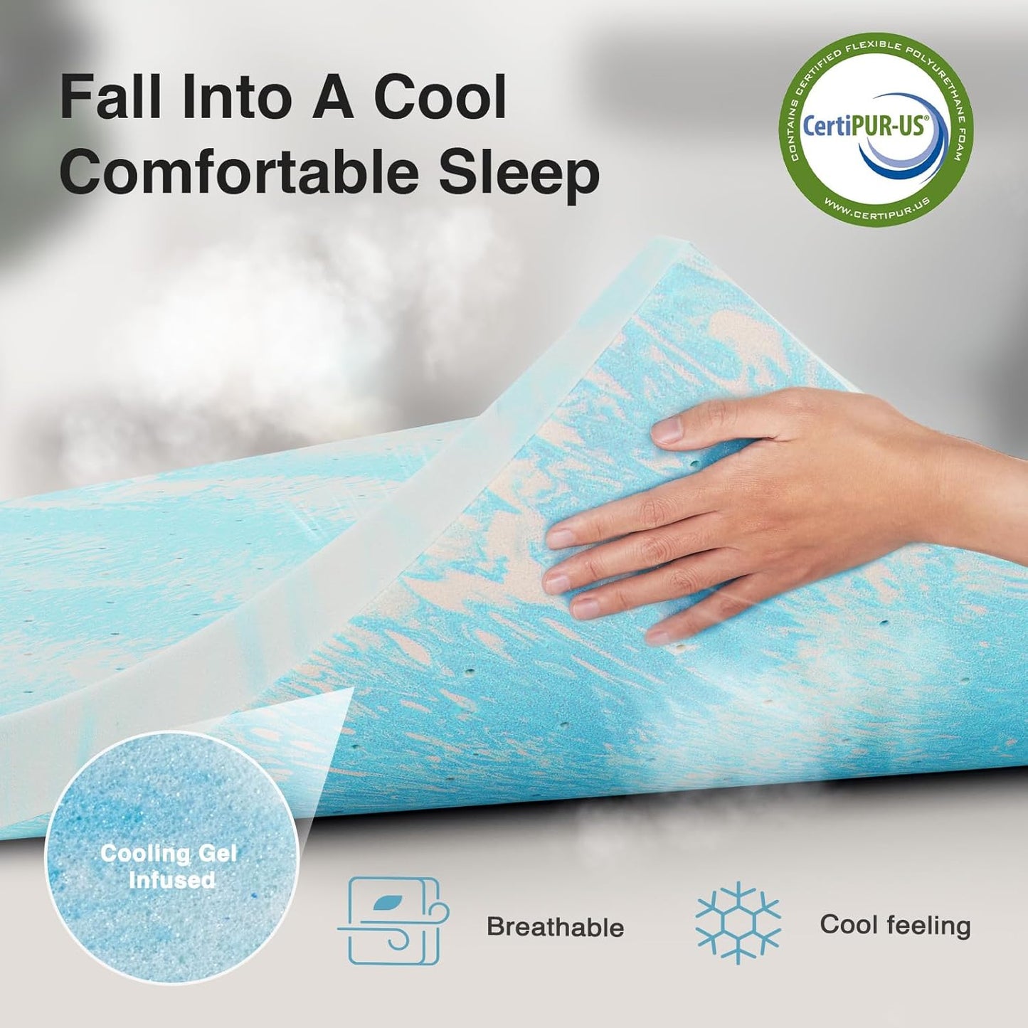 Novilla Memory Foam Mattress Topper Twin - 2 Inch Cooling Gel Infused | CertiPUR Certified Comfort for RV, Dorm Room
