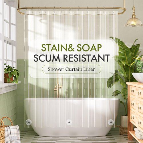 Bathway Shower Curtain Liner, Clear Shower Curtain Liner 72x72 PEVA Waterproof Shower Curtain Liner Plastic with 3 Magnets and 12 Rustproof Metal Grommets, Lightweight Shower Liner for Bathroom