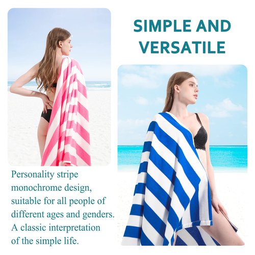 4 Packs Oversized Stripe Beach Towel Thin Terry Set for Women Men 72X40 in Absorbent Big Extra Large XL Clearance Travel FamiliesTowels Accessories Essentials Adults Gift Blue Pink Yellow Green