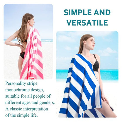 4 Packs Oversized Stripe Beach Towel Thin Terry Set for Women Men 72X40 in Absorbent Big Extra Large XL Clearance Travel FamiliesTowels Accessories Essentials Adults Gift Blue Pink Yellow Green