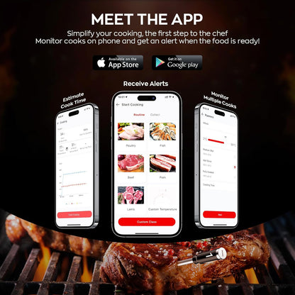 Skiennix Smart Wireless Meat Thermometer - Dual Probes, Bluetooth & WiFi, High Precision for BBQ & Grill