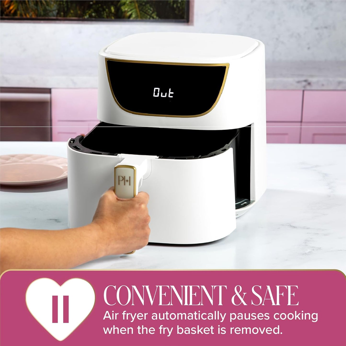 Paris Hilton Air Fryer - Large 6-Quart Capacity, Nonstick & PFAS-Free, Touchscreen, 8-in-1 Functions, White