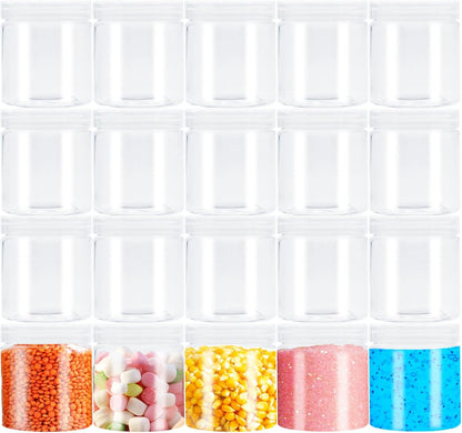 Skiennix 20-Pack Clear Plastic Slime Containers - 4oz Round Jars with Lids for Travel & Storage