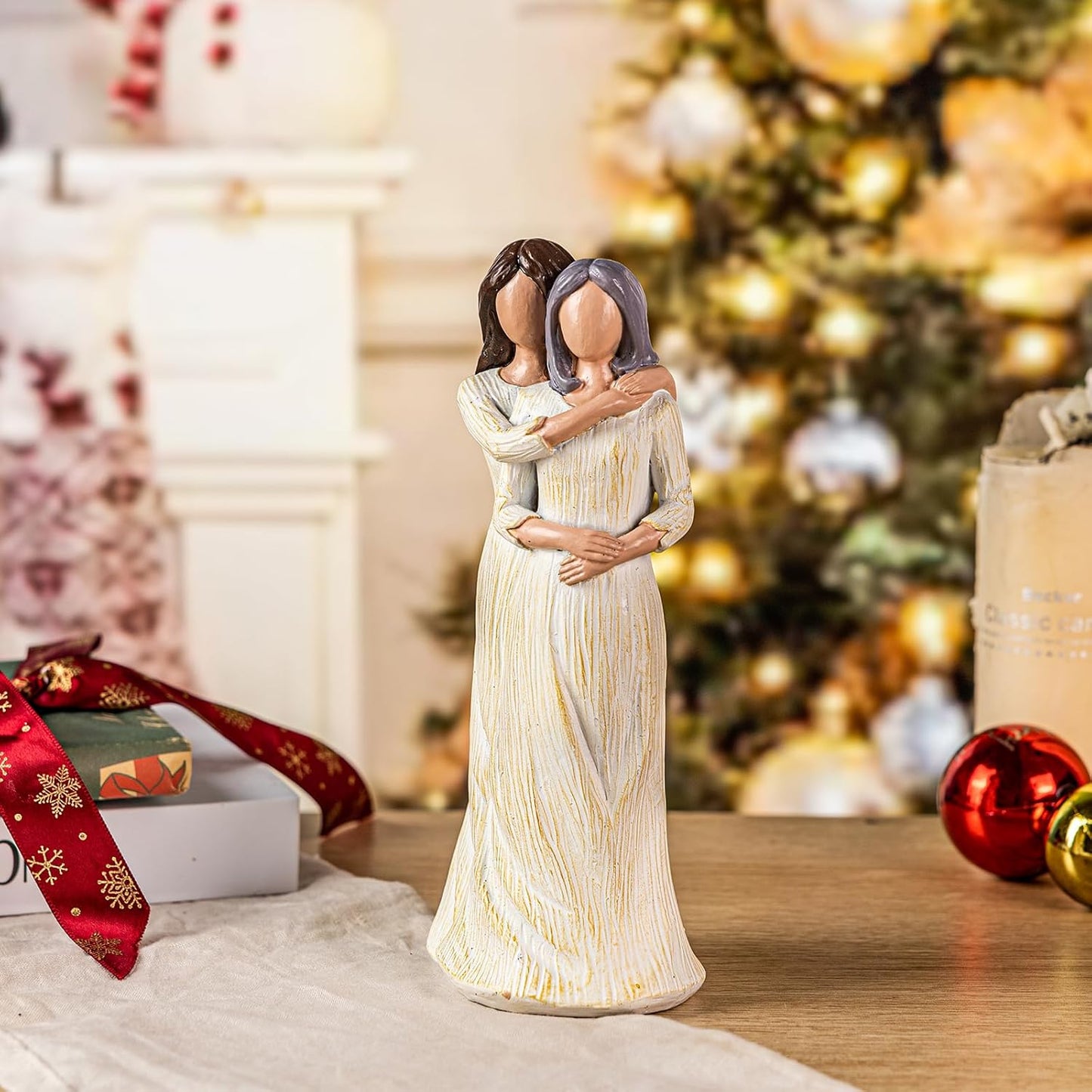 BUTILIVEEN Hugging Mom Daughter Figurines - Hand-Painted Resin Statue | Perfect Gift for Mother's Day, Christmas, Birthdays - 8 Inch