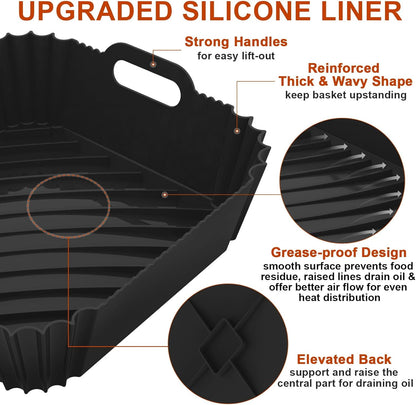 Skiennix Silicone Air Fryer Liners - Reusable 7.1 Inch for 4-7 QT Square Air Fryers | Baking Tray Accessories